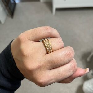 Folli Follie Gold and Silver Rhinestone Ring Set